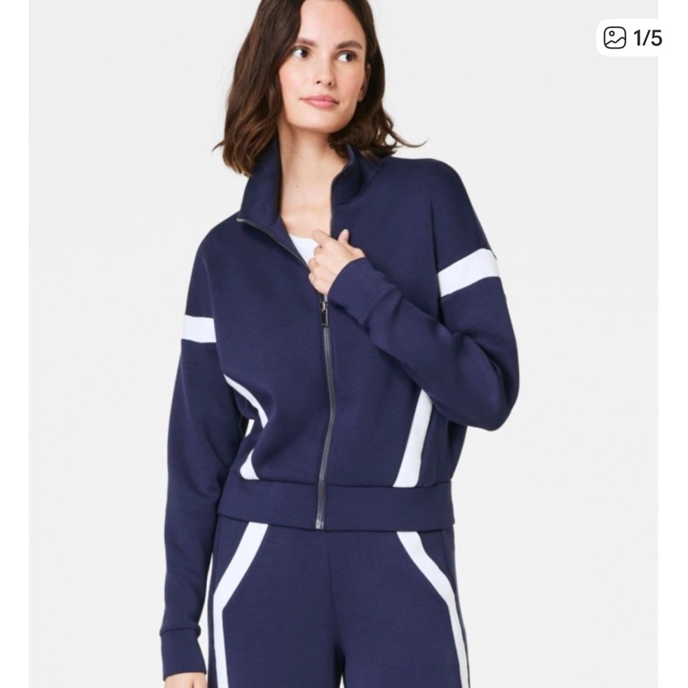 SPANX Navy and White Track Pants & Joggers